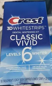 Crest 3D Whitestrips Dental Whiting Kit Classic Vivid Levels 6 Whiter NEW