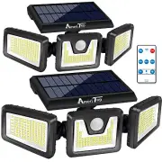 2Pack Solar Security Lights Outdoor 1100LM LED Motion Sensor IP65 Waterproof