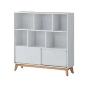 Minere Multi-Purpose Bookcase Display Storage Cabinet W/ 2-Doors - White/Oak