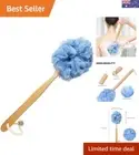Long Handle Wooden Bath Brush,Shower Body Brush with Loofah Mesh for Skin Exf...