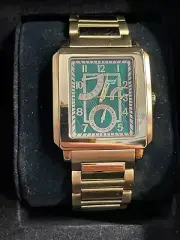 NIB PICARD & CIE mens WATCH Green Gold 285306STG Stainless DAY DATE 12 & 24 Hour