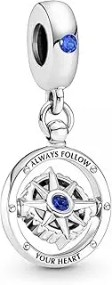 Pandora Charm Pendant "Compass" Silver, Crystal Blue 790099C01