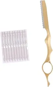 DECOMELODY Manual Hair Cutting Knife with 10 Blades Razor Blade Thinning Scissors Razor Hair Thinning Scissors