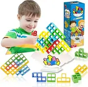 SKZVX Stacking Blocks Tetris Balance Game - Board Games for Kids & Adults Tetra Tower Balancing Toys Building Perfect Family Parties Travel color