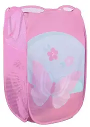 Collapsible Mesh Pop Up Laundry Hamper with Wide Opening and Side Pocket –
