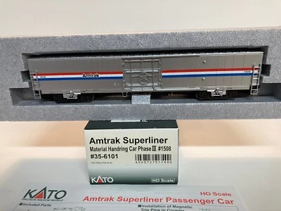 Kato Amtrak Material Handing Baggage Car Phase III 35-6101 Rd#1508 HO BRAND NEW