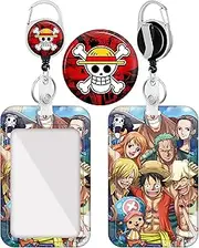 Akkya Badge Holder Retractable Reel, Cute Funny Cartoon Anime Skull ID Name Tag Work Badge Clip Heavy Duty Vertical Card Protector Cover Case for Work Office Nurse Student Teacher Women Men ZJK1228-6