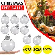 Clear Plastic Balls Christmas Baubles Sphere Fillable Xmas Tree Ornament Decor