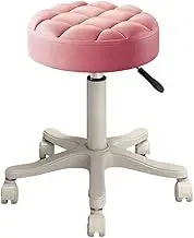 Salon Massage Chair Round Rolling Stool Bar Stool with Wheels Swivel SPA Stool for Bars, Vanity Stool, Garage Stool, Massage, Pink