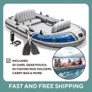 Inflatable Boat Intex Excursion Boat Set Canoe River Lake Boat Oars 4 Person