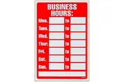 Headline Sign Business Opening Hours Red/White