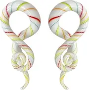 [IMINI] Candy Colour Glass Spiral Tapers Plugs for Body Piercing, Pyrex Hypoallergenic Tunnels Expander Hanger Ear Gauges 5mm-12mm, Stretching Jewellery Gift with Multicoloured Stripes