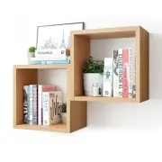 Cube Floating Shelves Set2, Display Shelves Wall Square-Set2 Light Walnut