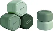 Travel Containers - Core Skincare Set - Magnetic Travel Capsules - 2 Small (0.56oz) & 3 Medium Capsules (1.32oz) with Cleanser, Moisturizer, Serum, Makeup Remover & Sun-Icon Label - Evergreen