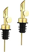 Generic 2Pcs Stainless Steel Wine Bottle Pourers with Cap Olive Oil Vinegar Dispensers Design Easy to Install for Kitchen Bar Restaurant Use
