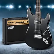 Alpha Electric Guitar Music String Instrument 20W Amplifier Rock Pick Bag BK