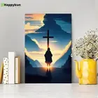 Jesus Cross Front Mountain With Sun Shining It Canvas Prints - Religious Canv...