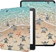 Case for Kindle Paperwhite 12th Gen 2024 (7") & Kindle Colorsoft Signature Edition, Lightweight PU Leather Protective Cover with Auto Sleep Wake Hand Strap Feature, Sea Turtle