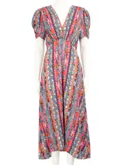 Floral Pattern Silk Midi Dress