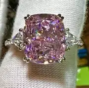 Natural Pink Diamond Ring 5.60 Ct Certified Cushion Shape 925 Silver Ring