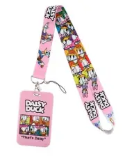 Daisy Duck Themed Pink Lanyard w/ ID Holder Keychain