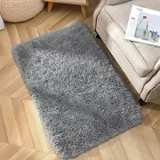 Area Rugs for Bedroom, 2x3 Door Mat Washable Small Grey Bedside Rug,Fluffy