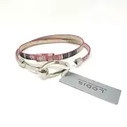 NWT LODIS Size L Martinique Pink Striped Leather Adjustable Slide Hook Hip Belt