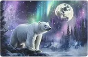 YXYZRMY Doormat Bear Moon Aurora Front Door Mat for Outdoor Indoor Entrance Low Profile Non-Slip Floor Mats for Home Entrance Funny Cute Doormat 20” x 32”