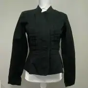 NWT Ann Taylor Loft Black Canvas Pleated Peplum Jacket Size 4