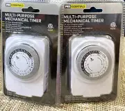 (X2)Mechanical Timers Pro Essentials Multi-Purpose 2 Outlet 24 Hour Repeat 125V