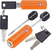 OW-Travel TSA Approved Luggage Locks with Keys (2 Pack Orange) Zinc Alloy Suitcase Locks Luggage with Wire Lock. Luggage Cable Lock: TSA Travel Padlock, Backpack Lock, Tent Lock, Suitcase Padlocks