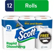 Scott Rapid-Dissolving Toilet Paper, 12 Double Rolls