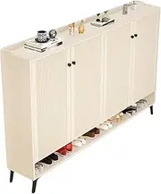 Wooden Shoe Cabinet Adjustable Storey Height Shoe Shelf 5-Tier Slim Shoe Cabinet for Wardrobe Dormitory Patio