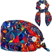 [YTYVAGT] Scrub Caps Women,Scrub Hats Suitable for Women,Ethnic Color Mandala Flower
