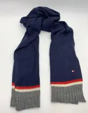 Tommy Hilfiger MEN'S Dark Blue Logo Color Scheme Acrylic Scarf It/507