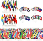 UGrandF 200-Pack World Country Flags on Sticks, Mini Handheld National Flags for Festivals, Celebrations, Sports Events, Grand Openings, Bars, Official Parties, Olympics, Schools - Includes Most