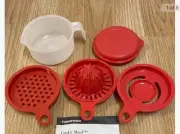 Tupperware Cooks Maid Set 5 Pc Juicer, Grater, Egg Separator•••• Red~NEW
