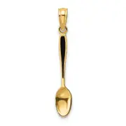 14K Yellow Gold 3-D W/ Black Enamel Table Spoon Charm