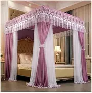 Bedroom Mosquito Net for 1.8m/6ft Bed, Decorative Dustproof Bed Canopy for Queen Size Bed, 4 Pole Support Blackout Bed Curtain (Color : Style 9, Size : 1.8x2x2m)