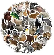 50 Packs Realistic Animals Stickers Water Bottles Laptop Phone Motorcycle Computer Guitar Skateboard Hydroflasks Animals Vinyl Sticker Waterproof Aesthetic Trendy Decals for Teens Girls Adults