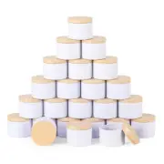 48 Pcs 4oz Candle Tins - Matte White Bulk Empty Candle Jars with Wood Grain L...