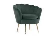 Armchair Padded Lounge Chair Accent Velvet Shell Scallop GREEN