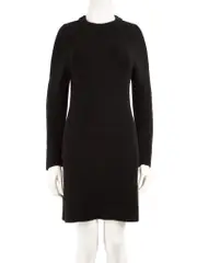 Black Wool Cold Shoulder Knit Dress