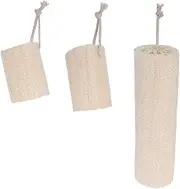Healvian Natural Loofah Massage Brush 3pcs Bath Set Gentle Body Scrub for Smooth
