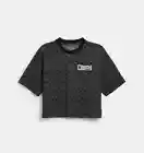 Coach Women's Black/Grey Signature Organic Cotton Cropped T Shirt (CP218) S/M/L/