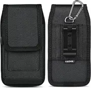 ykooe Cell Phone Holster Compatible with Samsung Galaxy S25/S24/S23/S22/S21/S20 Ultra, Pixel 8/7 Pro, Belt Clip and Card Holder, Black, XXL