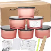 [MILIVIXAY] 6 Pack 24 oz Candle Jars with Metal Lids and Candle Making Kits - 3 Wick Candle Jar,Bulk Empty Matte Pink Thick Glass Jars for Making Large Candles - Spice, Powder Containers.