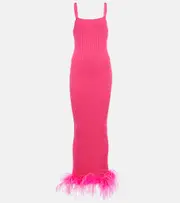 [Giuseppe di Morabito] Giuseppe di Morabito Rib-knit feather-trimmed dress AU 4 pink