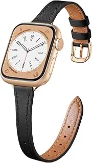 [WJK] Slim Leather Band Compatible with Apple Watch Series 10 9 8 7 6 5 4 3 2 1 SE iWatch 38mm 40mm 41mm 42mm Women, Top Grain Genuine Leather Thin Wristband for Apple Watch Ultra 2/Ultra, Multi Colors