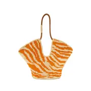 [Zimmermann] Zimmermann Medium Goldentime Zebra-print Raffia Tote Bag ONE SIZE ORANGE